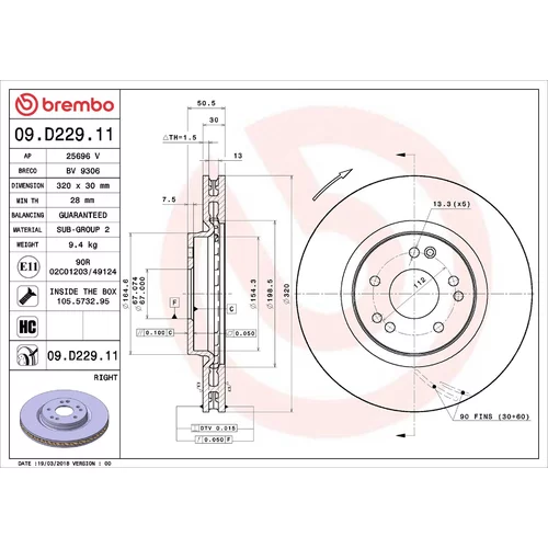 Brzdový kotúč BREMBO 09.D229.11
