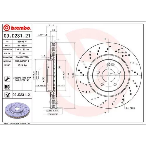 Brzdový kotúč BREMBO 09.D231.21