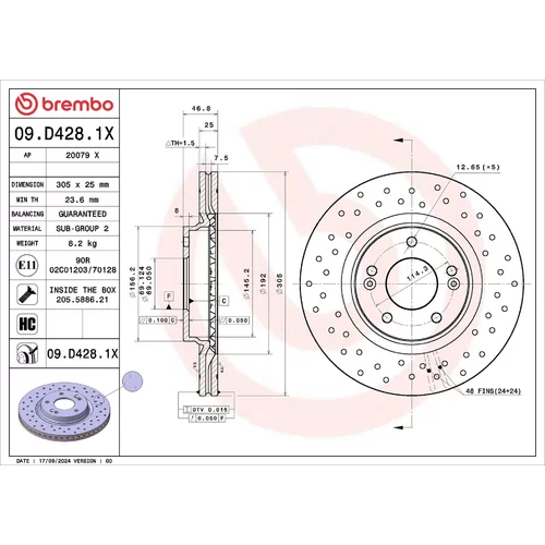 Brzdový kotúč BREMBO 09.D428.1X