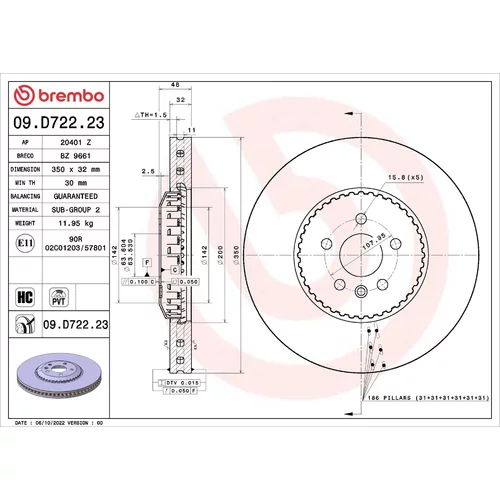 Brzdový kotúč BREMBO 09.D722.23