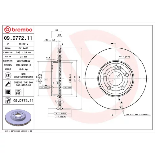 Brzdový kotúč BREMBO 09.D772.11