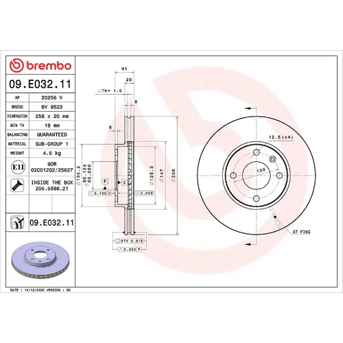Brzdový kotúč BREMBO 09.E032.11