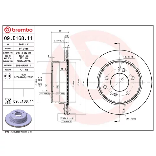 Brzdový kotúč BREMBO 09.E168.11