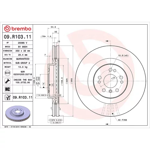 Brzdový kotúč BREMBO 09.R103.11