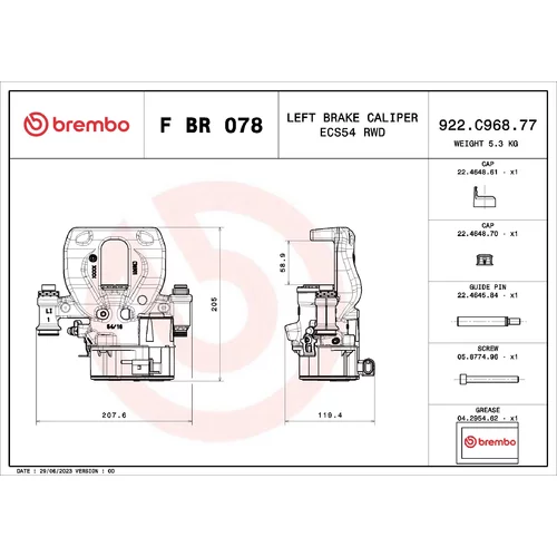 Brzdový strmeň F BR 078 /BREMBO/ - obr. 1
