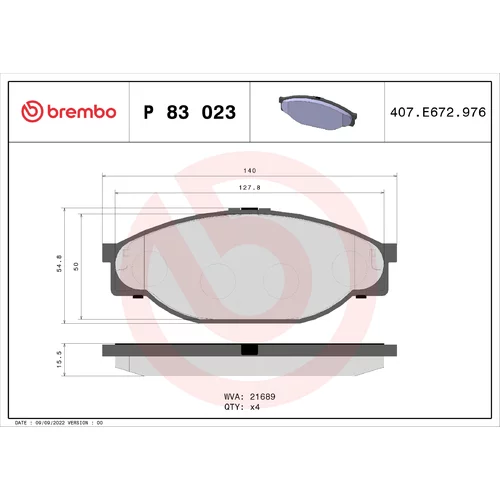 Sada brzdových platničiek kotúčovej brzdy BREMBO P 83 023