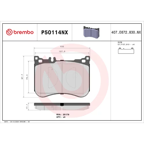 Sada brzdových platničiek kotúčovej brzdy BREMBO P50114NX