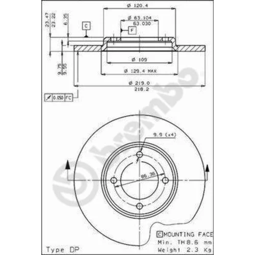 Brzdový kotúč BREMBO 08.1643.10