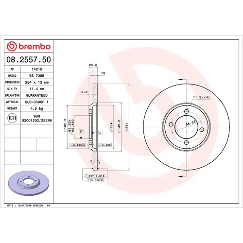Brzdový kotúč BREMBO 08.2557.50