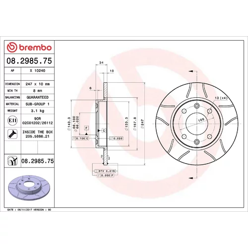 Brzdový kotúč BREMBO 08.2985.75