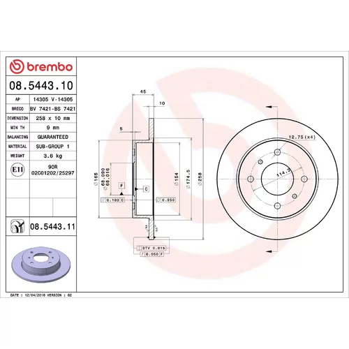 Brzdový kotúč BREMBO 08.5443.11