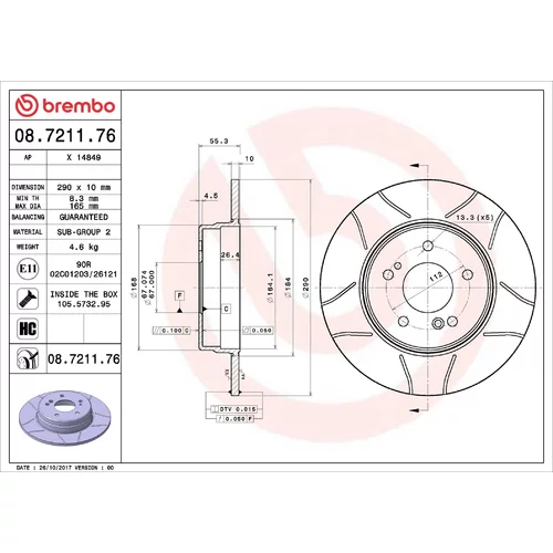 Brzdový kotúč BREMBO 08.7211.76