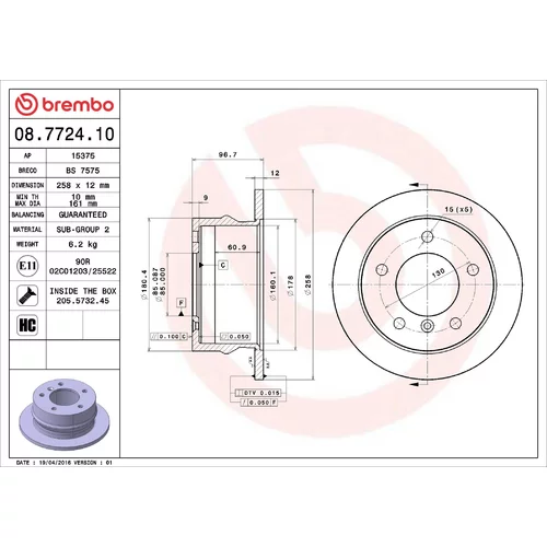 Brzdový kotúč BREMBO 08.7724.10