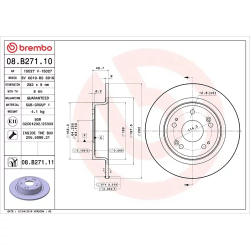Brzdový kotúč BREMBO 08.B271.10