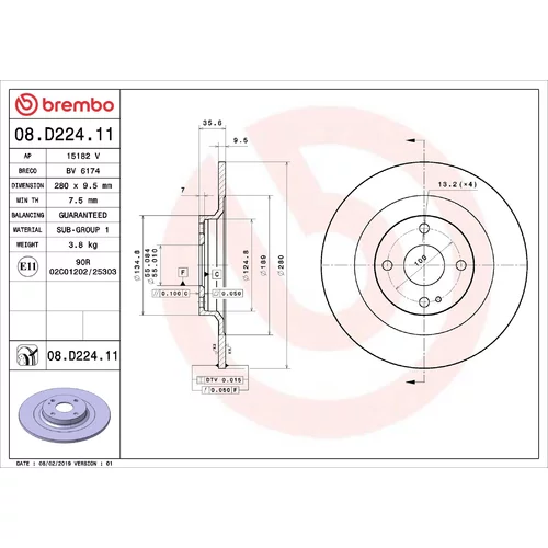 Brzdový kotúč BREMBO 08.D224.11