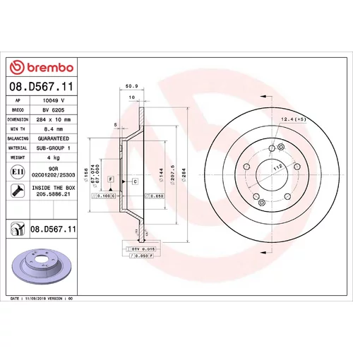 Brzdový kotúč BREMBO 08.D567.11