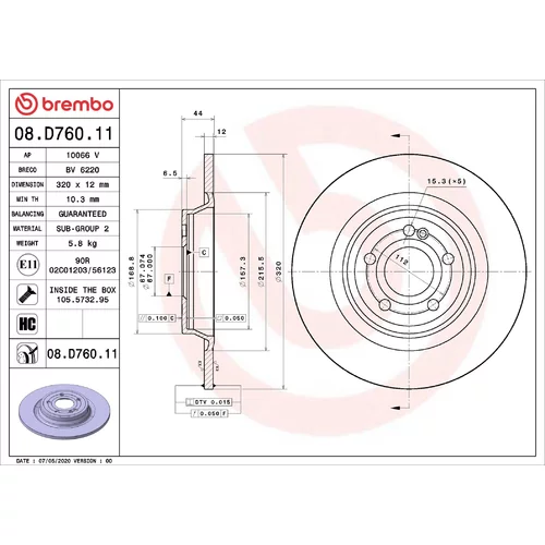 Brzdový kotúč BREMBO 08.D760.11