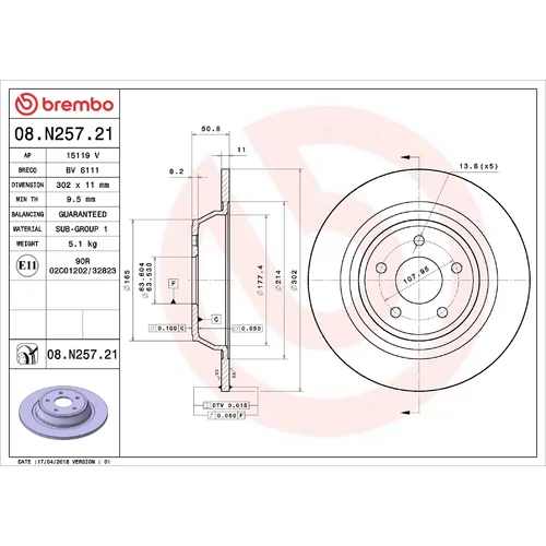 Brzdový kotúč BREMBO 08.N257.21