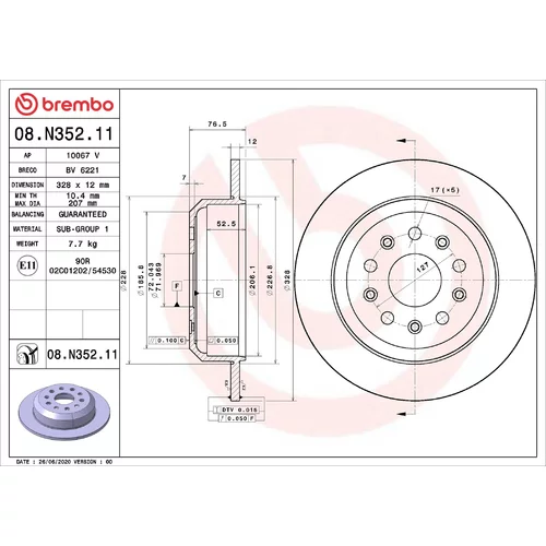 Brzdový kotúč BREMBO 08.N352.11