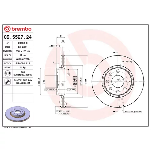 Brzdový kotúč BREMBO 09.5527.24