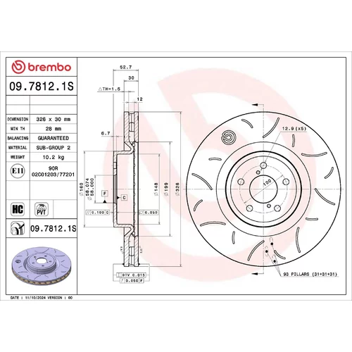 Brzdový kotúč BREMBO 09.7812.1S