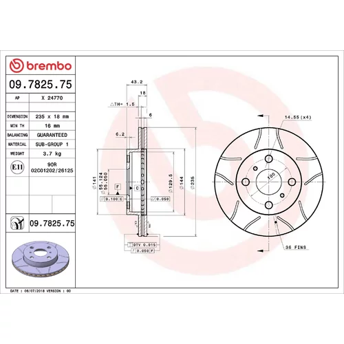 Brzdový kotúč BREMBO 09.7825.75