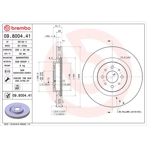 Brzdový kotúč BREMBO 09.8004.41