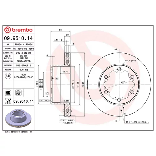 Brzdový kotúč BREMBO 09.9510.11