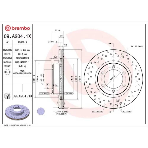 Brzdový kotúč BREMBO 09.A204.1X