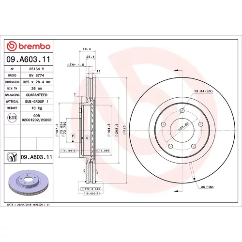 Brzdový kotúč BREMBO 09.A603.11