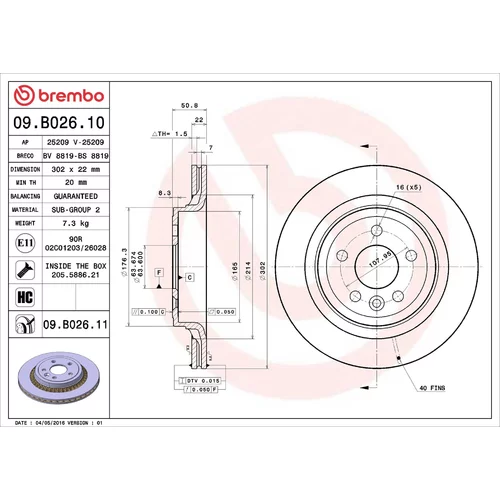 Brzdový kotúč BREMBO 09.B026.10