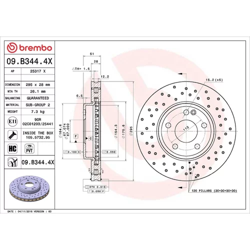 Brzdový kotúč BREMBO 09.B344.4X
