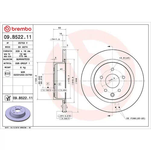 Brzdový kotúč BREMBO 09.B522.11