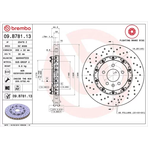 Brzdový kotúč BREMBO 09.B781.13