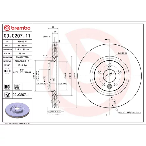 Brzdový kotúč BREMBO 09.C207.11
