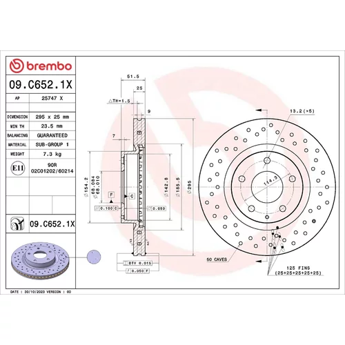 Brzdový kotúč 09.C652.1X /BREMBO/