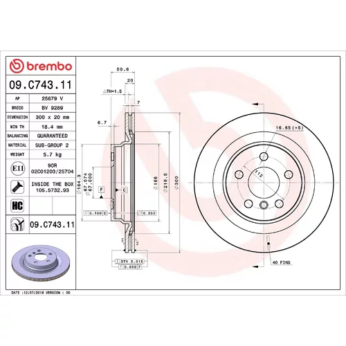 Brzdový kotúč BREMBO 09.C743.11