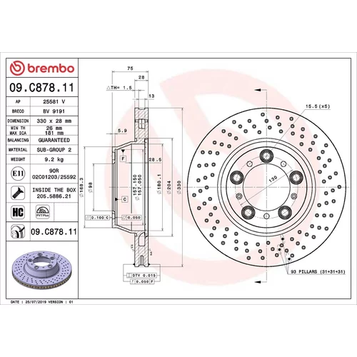 Brzdový kotúč BREMBO 09.C878.11