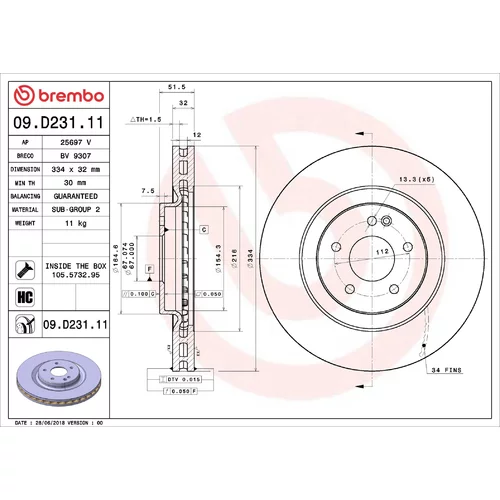 Brzdový kotúč BREMBO 09.D231.11