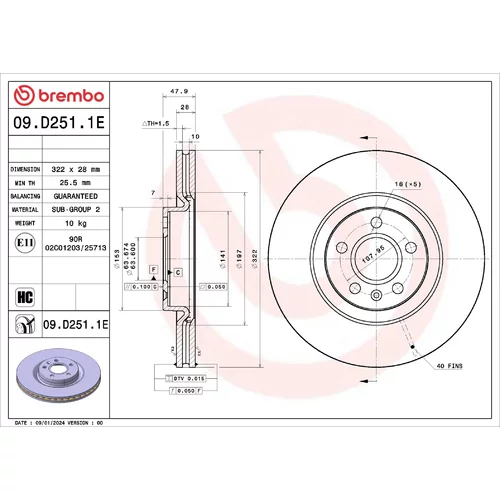 Brzdový kotúč BREMBO 09.D251.1E
