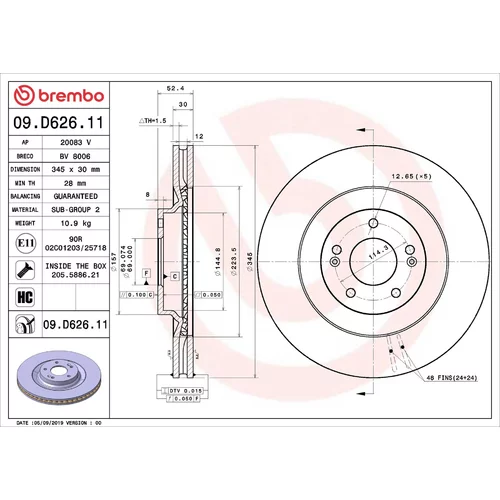 Brzdový kotúč BREMBO 09.D626.11