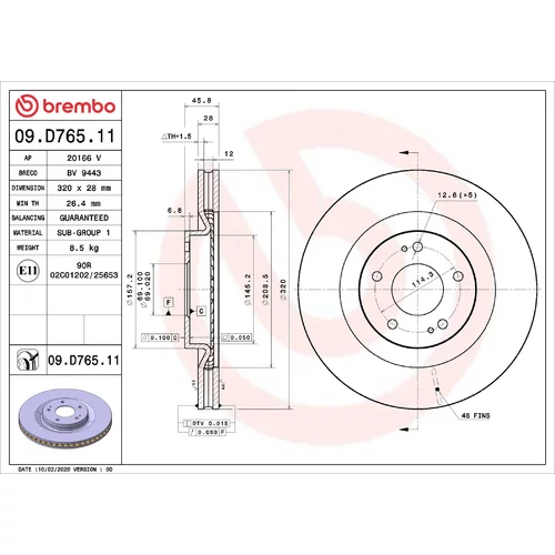 Brzdový kotúč BREMBO 09.D765.11