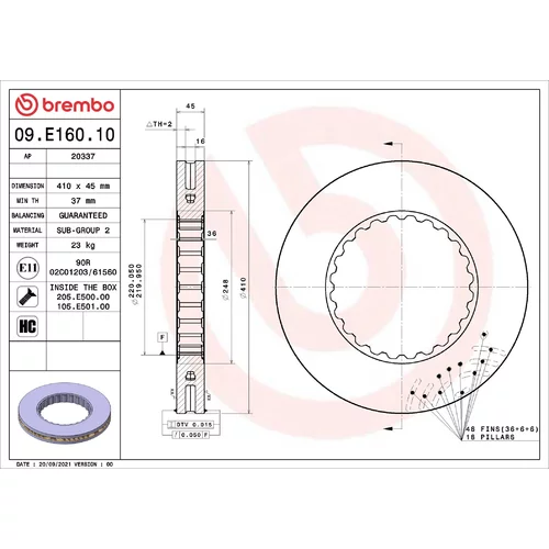 Brzdový kotúč BREMBO 09.E160.10