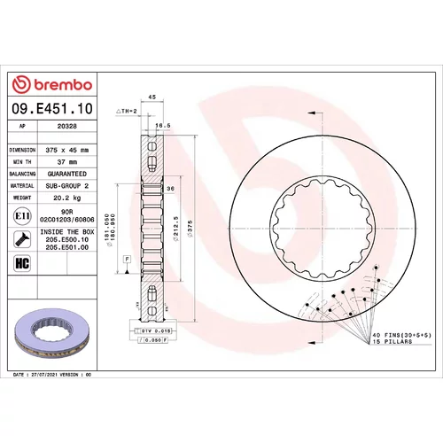 Brzdový kotúč BREMBO 09.E451.10