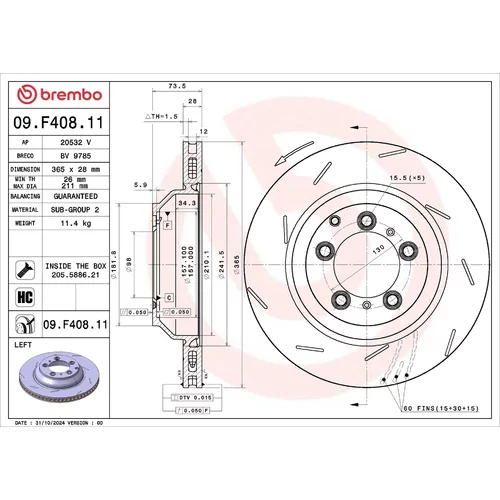 Brzdový kotúč BREMBO 09.F408.11