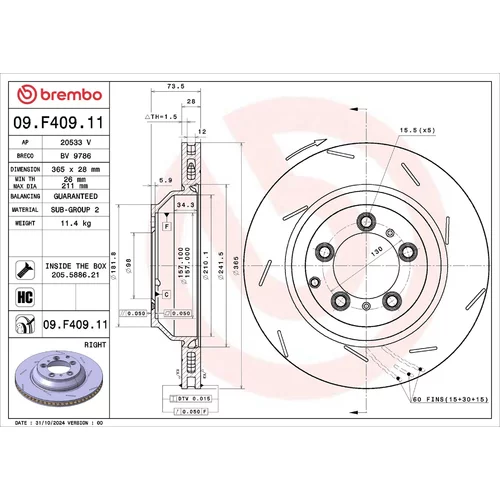 Brzdový kotúč BREMBO 09.F409.11