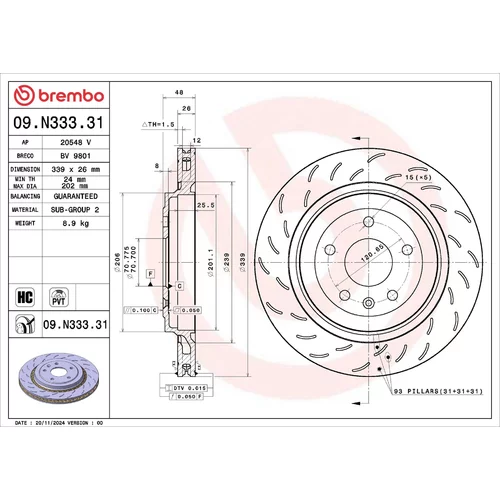 Brzdový kotúč BREMBO 09.N333.31