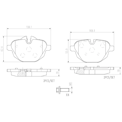 Sada brzdových platničiek kotúčovej brzdy BREMBO P06064NX