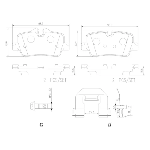 Sada brzdových platničiek kotúčovej brzdy BREMBO P06113NX