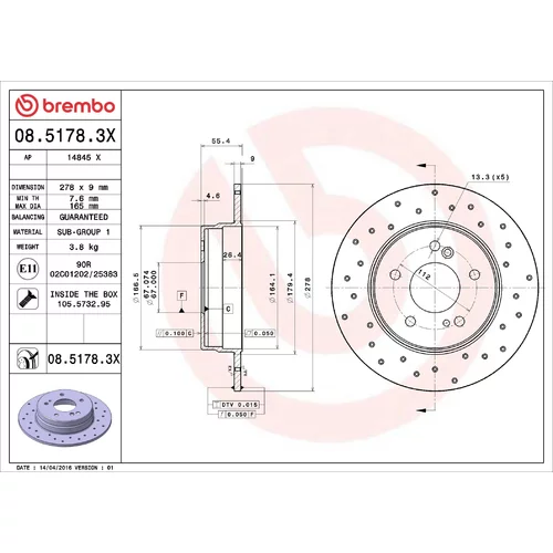 Brzdový kotúč BREMBO 08.5178.3X